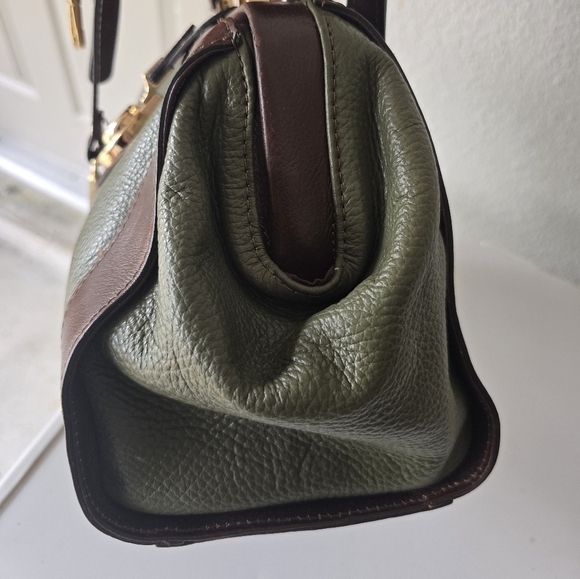 Divina Firenze Leather Crossbody Clutch Bag Satchel GreenBrown Removeable Strap - Picture 10 of 16